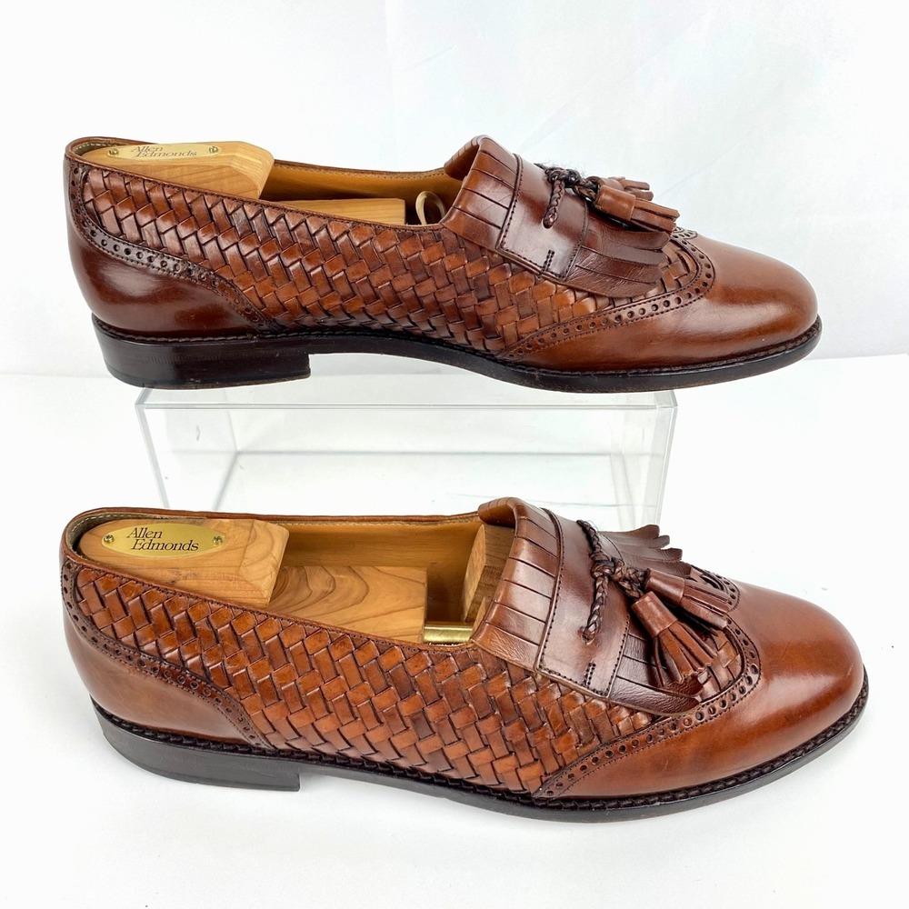 Mezlan Alicante Woven Leather Tassel Loafers Men's 10 M Brown Wingtip LKNU Spain - Picture 4 of 10